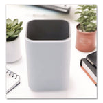 Fusion Pencil Cup, Plastic, 3 x 3 x 4, White/Gray