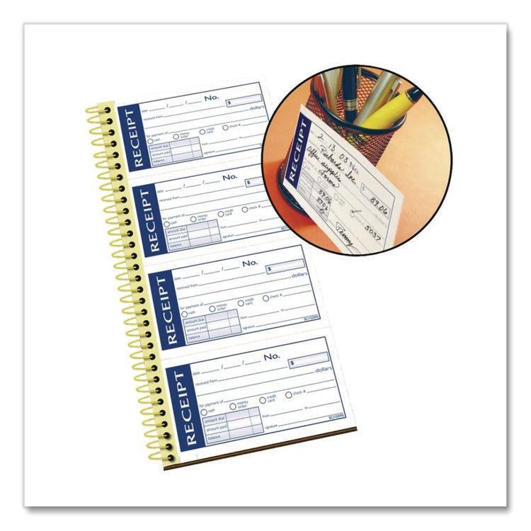 Write 'n Stick Receipt Book, Two-Part Carbonless, 4.75 x 2.75, 4 Forms/Sheet, 200 Forms Total
