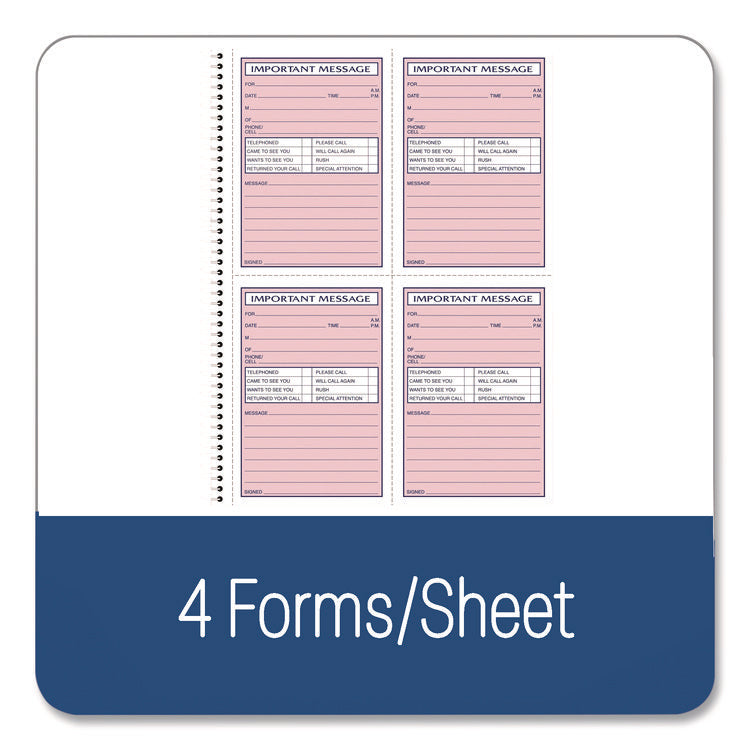 Important Message Book, Two-Part Carbonless, 4 Forms/Sheet, 200 Forms Total