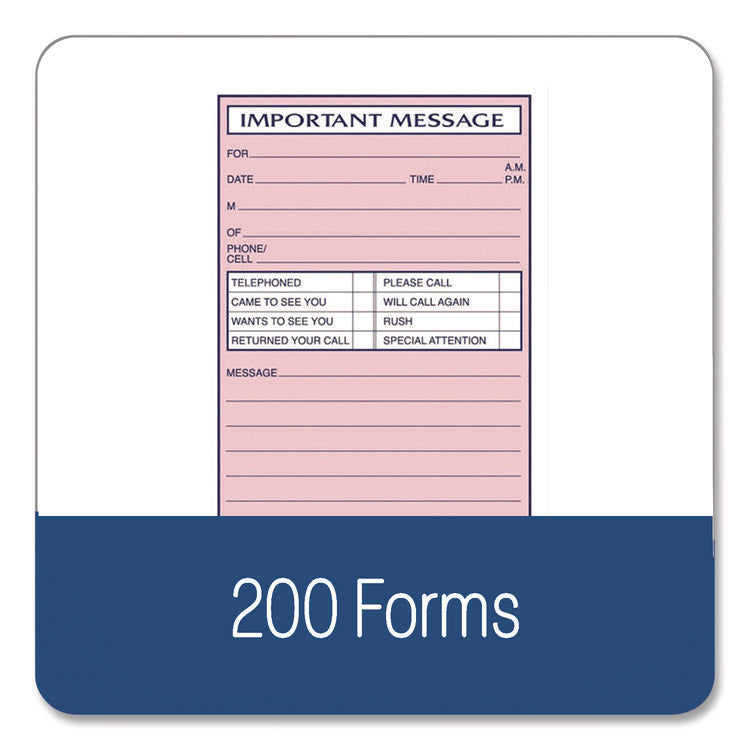 Important Message Book, Two-Part Carbonless, 4 Forms/Sheet, 200 Forms Total