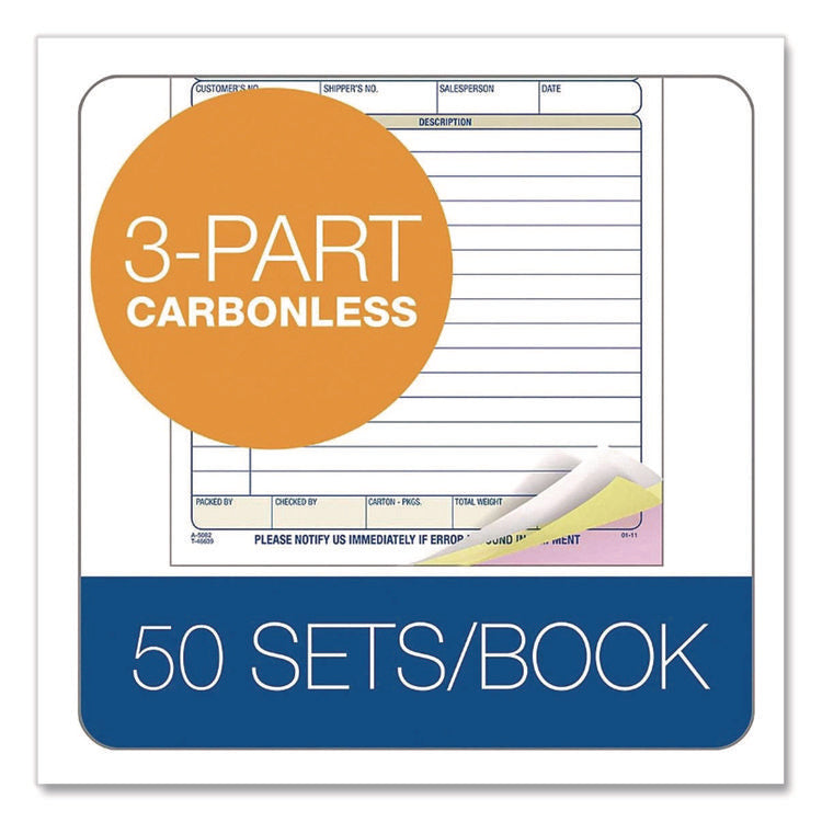 Multipart Packing List Forms, Three-Part Carbonless, 5.56 x 7.94, 50 Forms Total