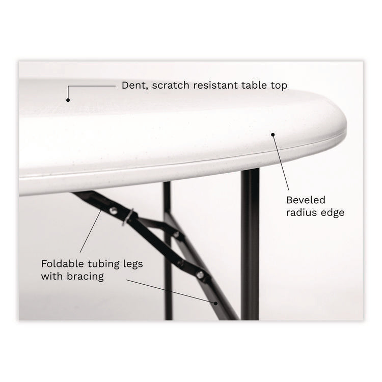 IndestrucTable Classic Folding Table, Round, 60" x 29", Platinum
