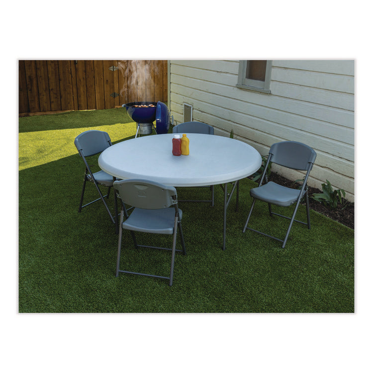 IndestrucTable Classic Folding Table, Round, 60" x 29", Platinum