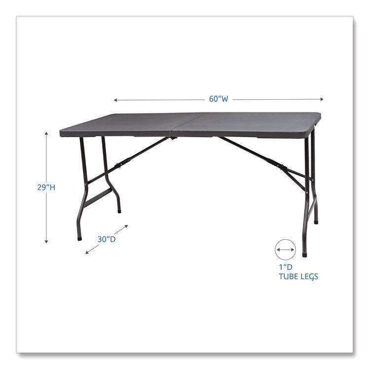 IndestrucTable Classic Bi-Folding Table, Rectangular, 60" x 30" x 29", Charcoal