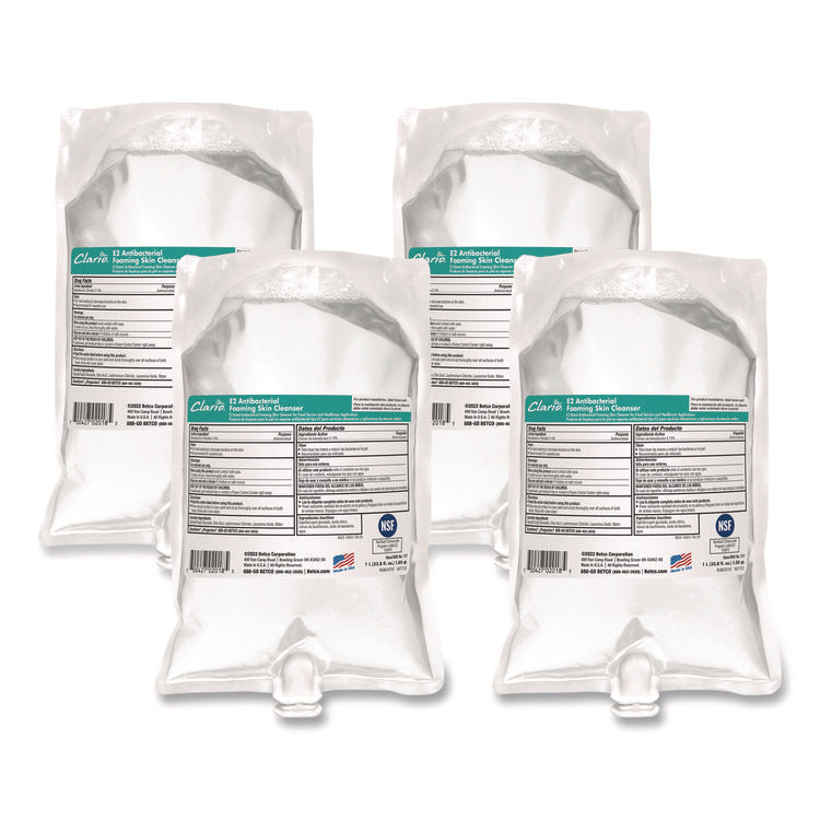 E2 Antibacterial Foaming Skin Cleanser Refill, Fragrance-Free, 1,000 mL, 6/Carton