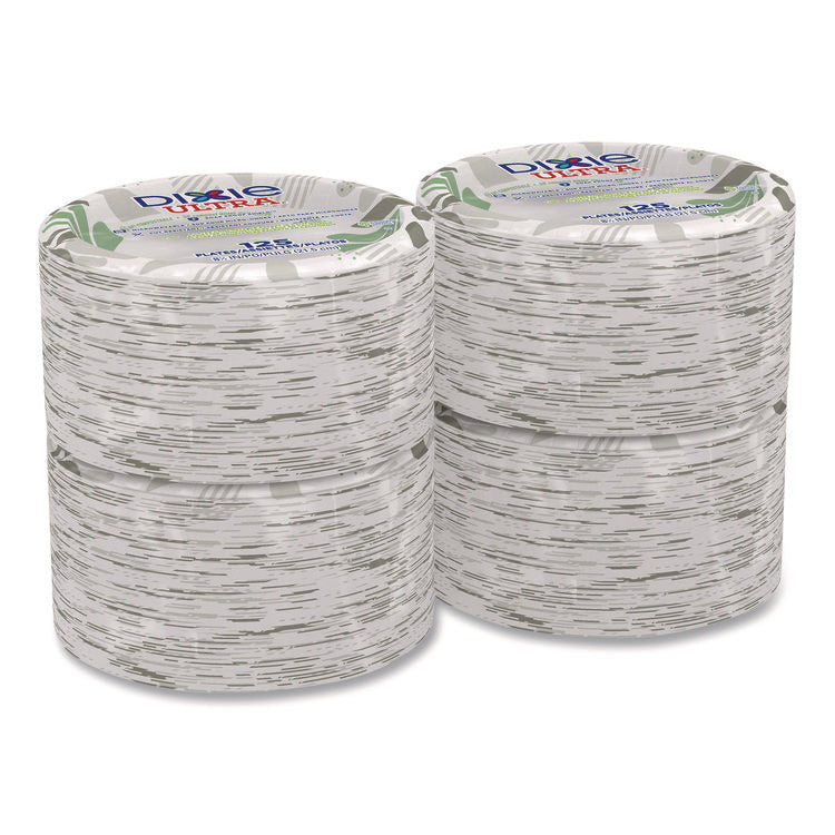 Pathways Soak Proof Shield Heavyweight Paper Plates, 8.5" Dia, Green/burgundy, 125/pack