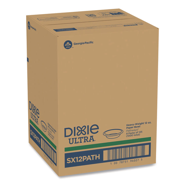 Pathways Heavyweight Paper Bowls, 12 Oz, Green/burgundy, 1,000/carton