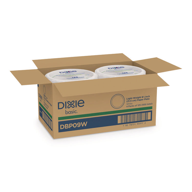 Paper Dinnerware, Plate, 8.5" dia, White, 125/Pack, 4/Carton