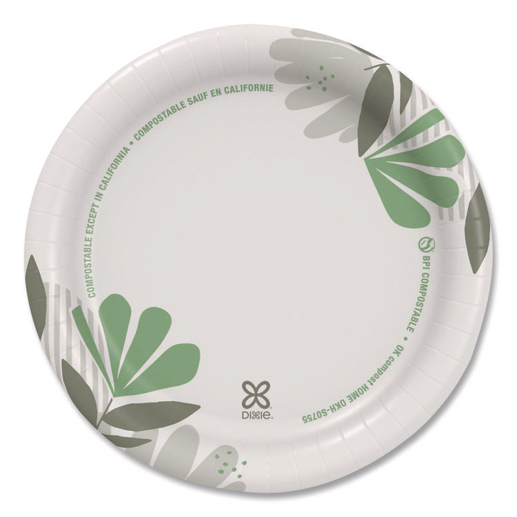 Pathways Soak-Proof Shield Mediumweight Paper Plates, WiseSize, 6.87" dia, Green/Burgundy, 500/Carton