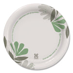 Pathways Soak-Proof Shield Mediumweight Paper Plates, WiseSize, 6.87" dia, Green/Burgundy, 125/Pack