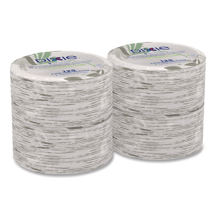 Pathways Soak-Proof Shield Mediumweight Paper Plates, Wisesize, 8.5" Dia, Green/burgundy, 125/pack, 4 Packs/carton