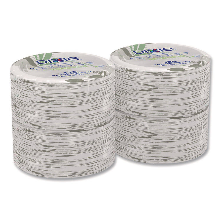 Pathways Soak-Proof Shield Mediumweight Paper Plates, Wisesize, 8.5" Dia, Green/burgundy, 125/pack