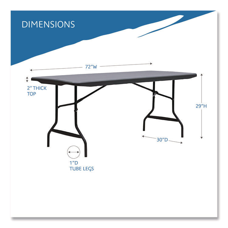 IndestrucTable Commercial Folding Table, Rectangular, 72" x 30" x 29", Charcoal Top, Charcoal Base/Legs