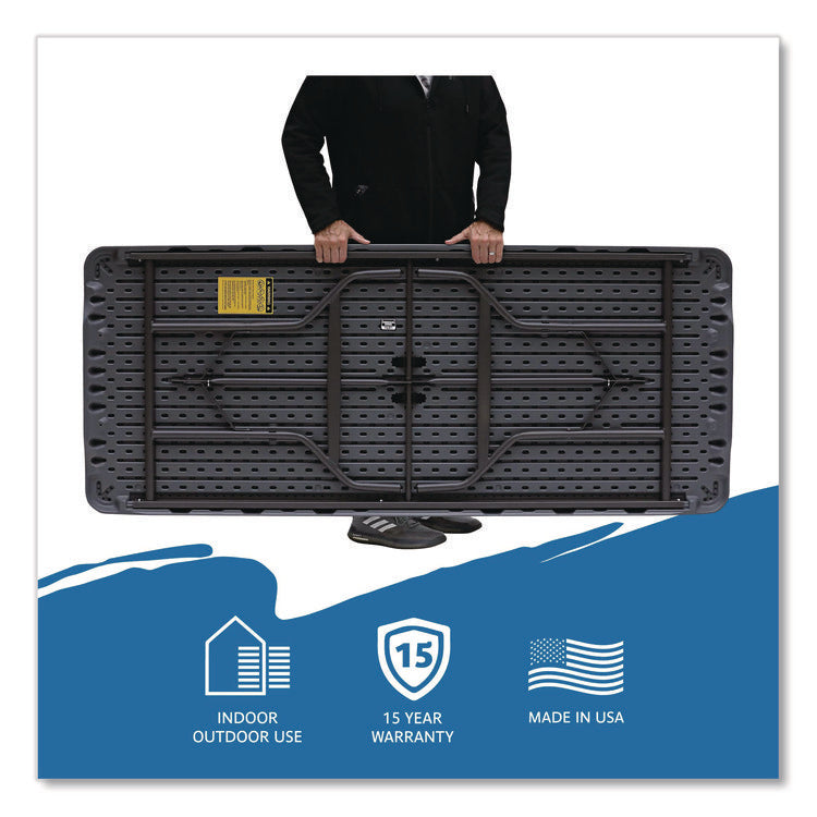 IndestrucTable Commercial Folding Table, Rectangular, 72" x 30" x 29", Charcoal Top, Charcoal Base/Legs