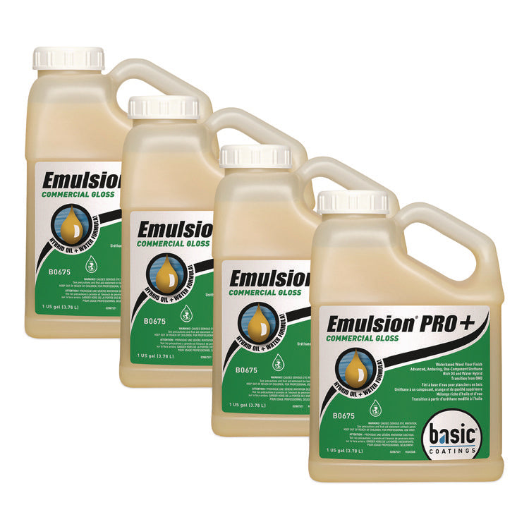 Emulsion Pro+ Floor Finish and Sealer, 1 gal Bottle, 4/Carton