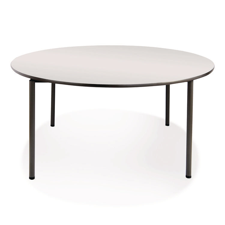 Maxx Legroom Wood Folding Table, Round, 60" x 29.5", Gray/Charcoal