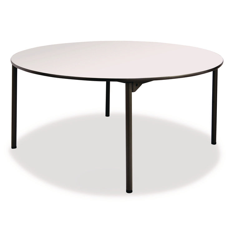 Maxx Legroom Wood Folding Table, Round, 60" x 29.5", Gray/Charcoal