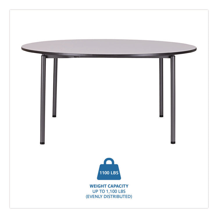Maxx Legroom Wood Folding Table, Round, 60" x 29.5", Gray/Charcoal