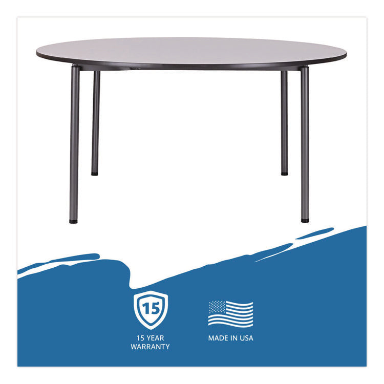 Maxx Legroom Wood Folding Table, Round, 60" x 29.5", Gray/Charcoal