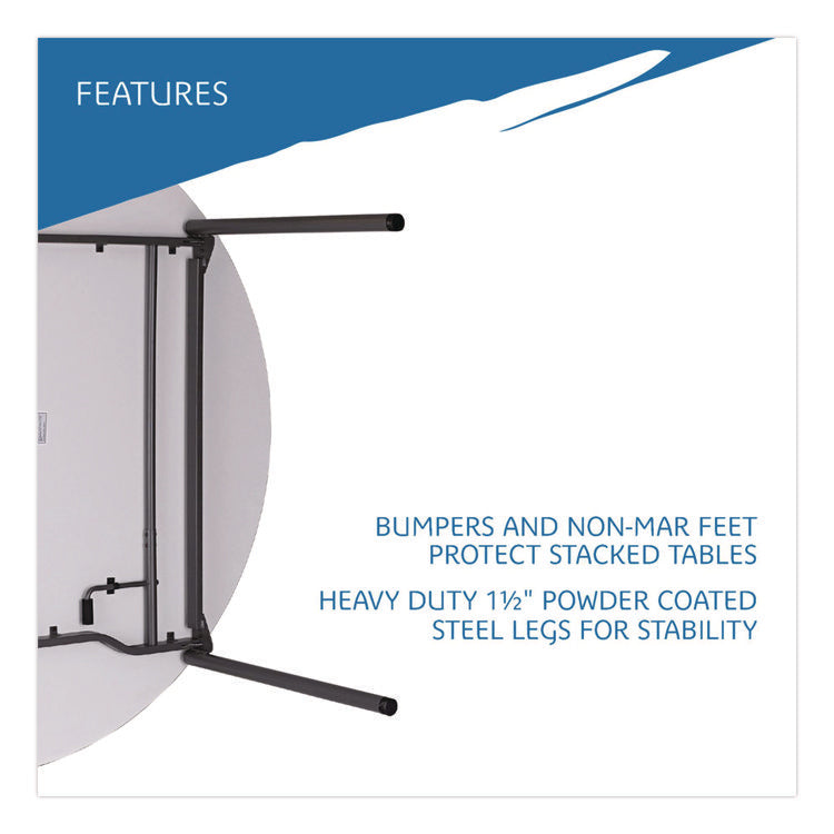 Maxx Legroom Wood Folding Table, Round, 60" x 29.5", Gray/Charcoal