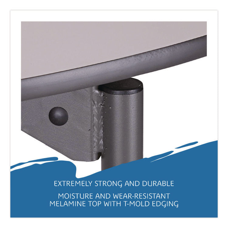 Maxx Legroom Wood Folding Table, Round, 60" x 29.5", Gray/Charcoal