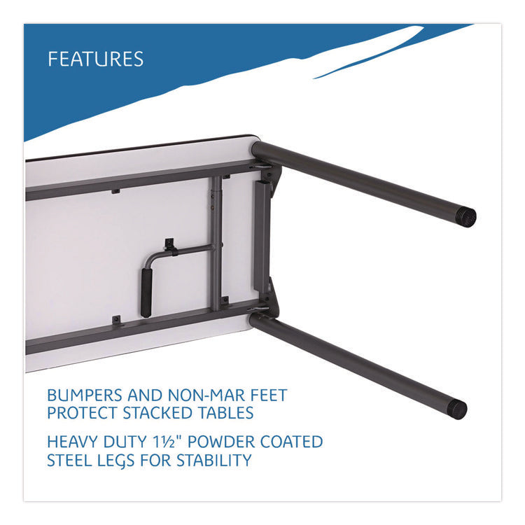 Maxx Legroom Wood Folding Table, Rectangular, 60" x 18" x 29.5", Gray/Charcoal