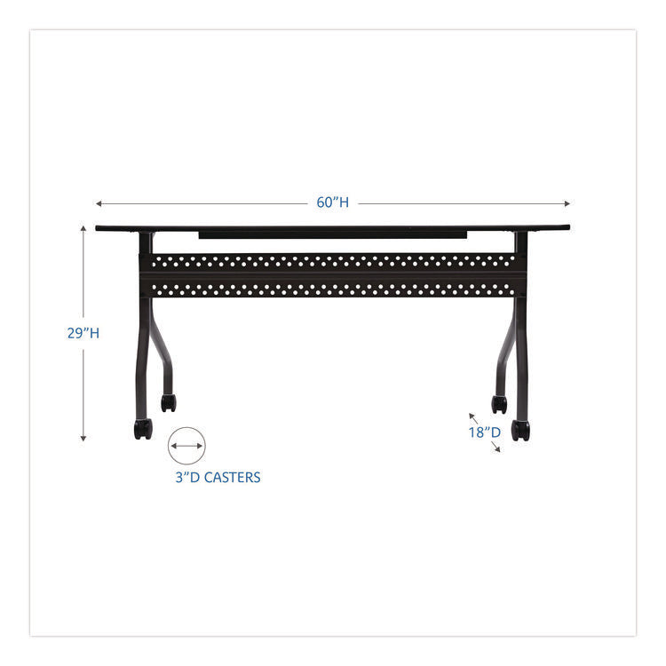 OfficeWorks Mobile Training Table, Rectangular, 60" x 18" x 29", Gray/Charcoal