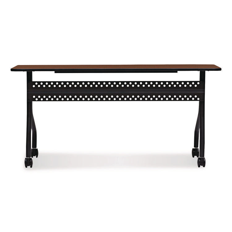 OfficeWorks Mobile Training Table, Rectangular, 60" x 18" x 29", Mahogany/Black