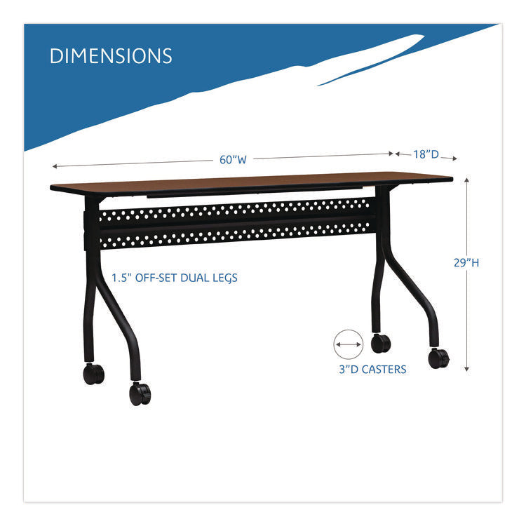 OfficeWorks Mobile Training Table, Rectangular, 60" x 18" x 29", Mahogany/Black