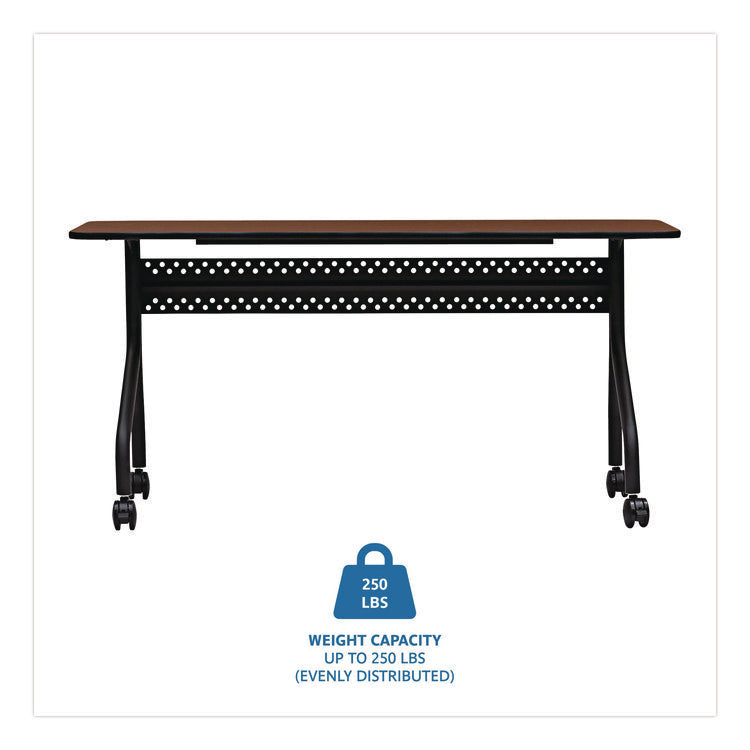 OfficeWorks Mobile Training Table, Rectangular, 60" x 18" x 29", Mahogany/Black