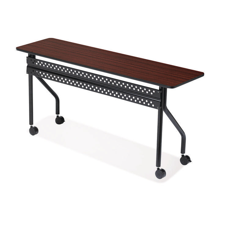 OfficeWorks Mobile Training Table, Rectangular, 60" x 18" x 29", Mahogany/Black