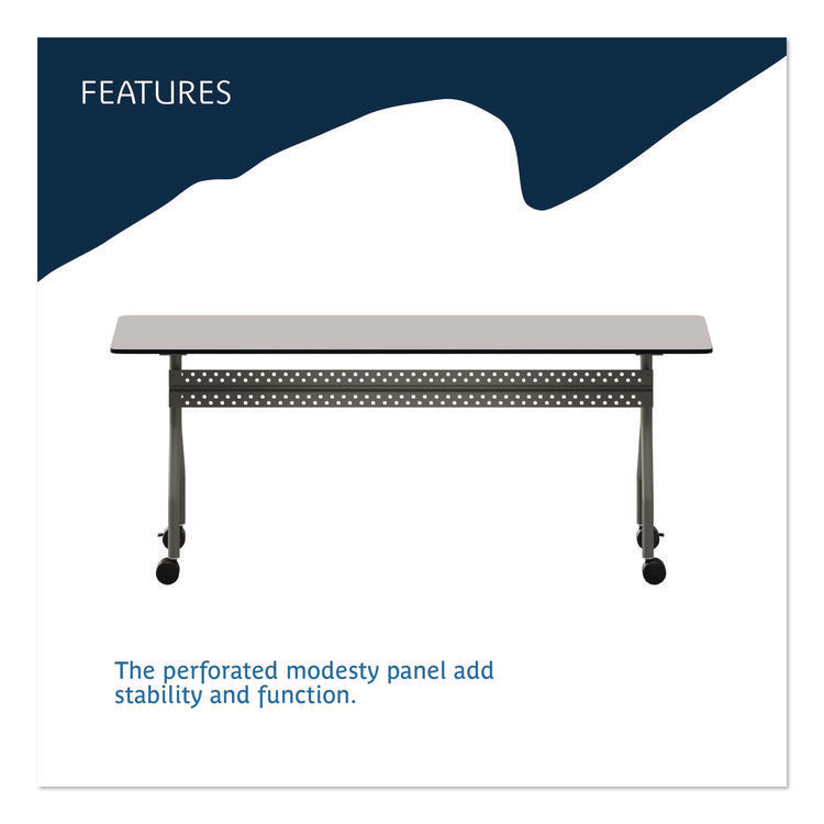 OfficeWorks Mobile Training Table, Rectangular, 72" x 18" x 29", Gray/Charcoal
