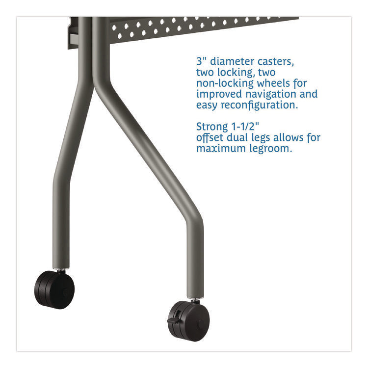 OfficeWorks Mobile Training Table, Rectangular, 72" x 18" x 29", Gray/Charcoal