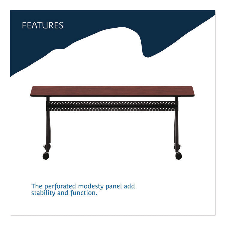 OfficeWorks Mobile Training Table, Rectangular, 72" x 18" x 29", Mahogany/Black