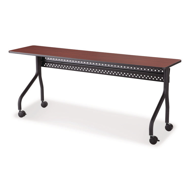 OfficeWorks Mobile Training Table, Rectangular, 72" x 18" x 29", Mahogany/Black