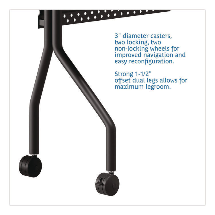 OfficeWorks Mobile Training Table, Rectangular, 72" x 18" x 29", Mahogany/Black