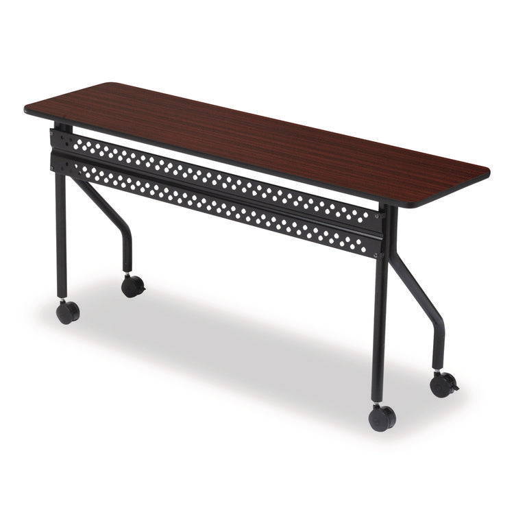 OfficeWorks Mobile Training Table, Rectangular, 72" x 18" x 29", Mahogany/Black