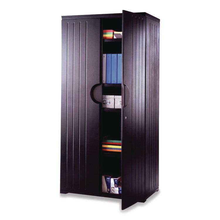 Rough n Ready Storage Cabinet, Four-Shelf, 36w x 22d x 72h, Black