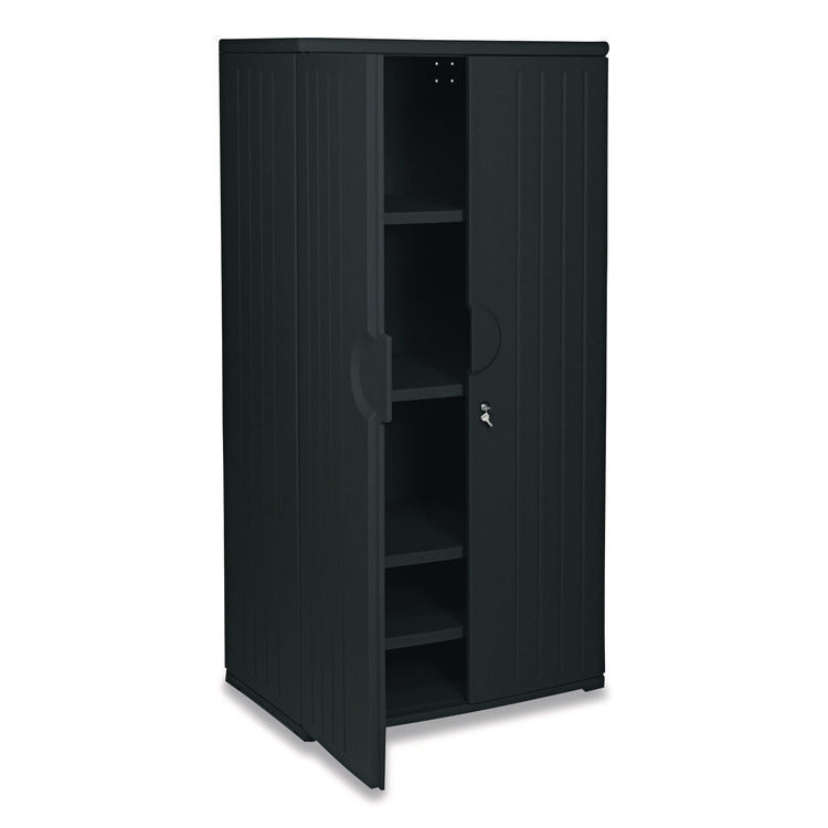 Rough n Ready Storage Cabinet, Four-Shelf, 36w x 22d x 72h, Black