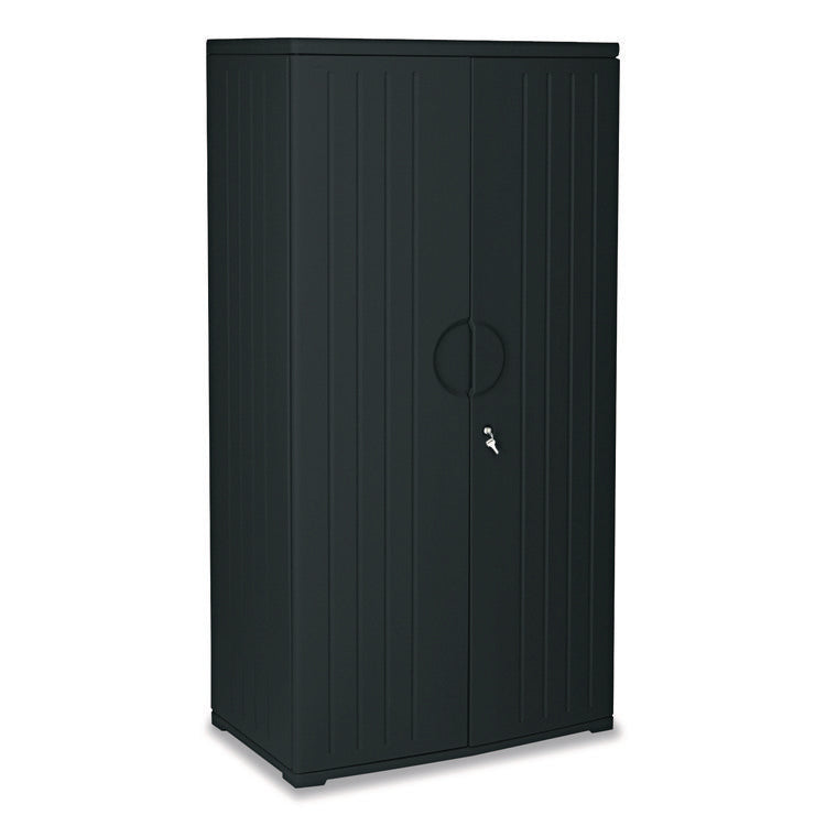 Rough n Ready Storage Cabinet, Four-Shelf, 36w x 22d x 72h, Black