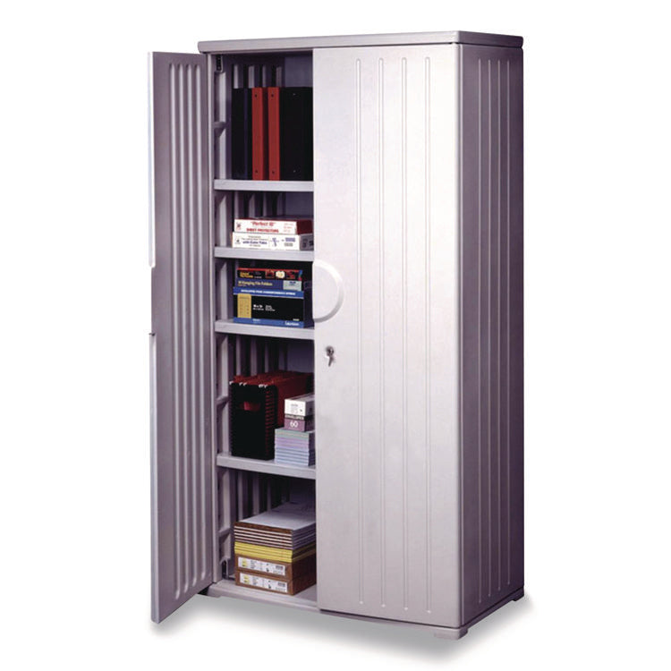 Rough n Ready Storage Cabinet, Four-Shelf, 36w x 22d x 72h, Platinum