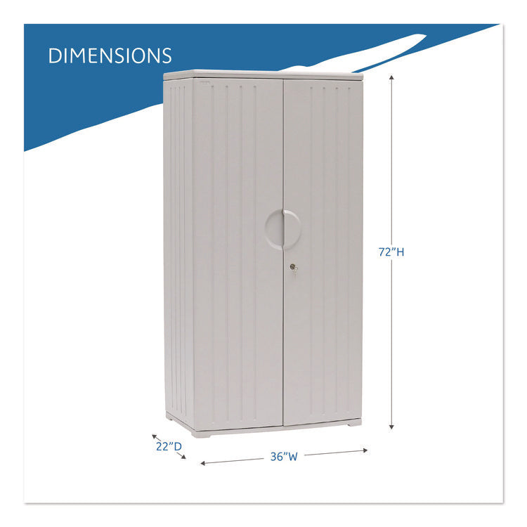 Rough n Ready Storage Cabinet, Four-Shelf, 36w x 22d x 72h, Platinum