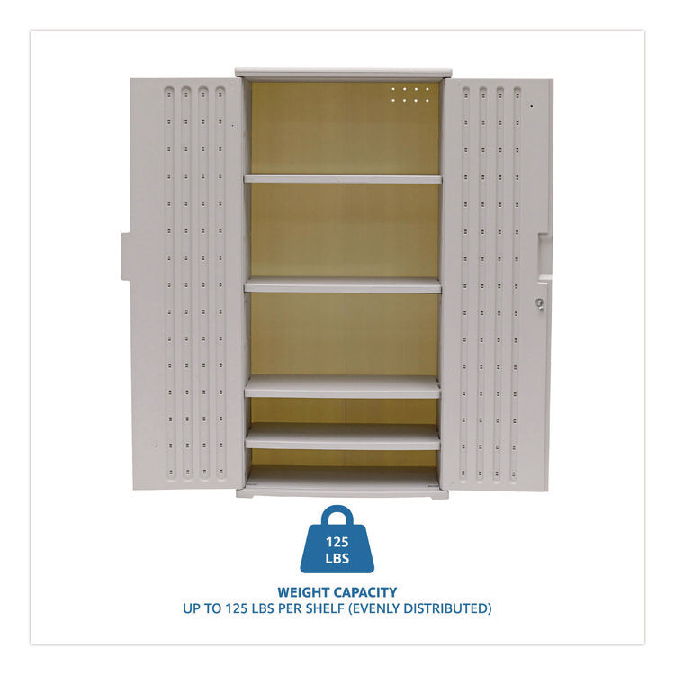 Rough n Ready Storage Cabinet, Four-Shelf, 36w x 22d x 72h, Platinum