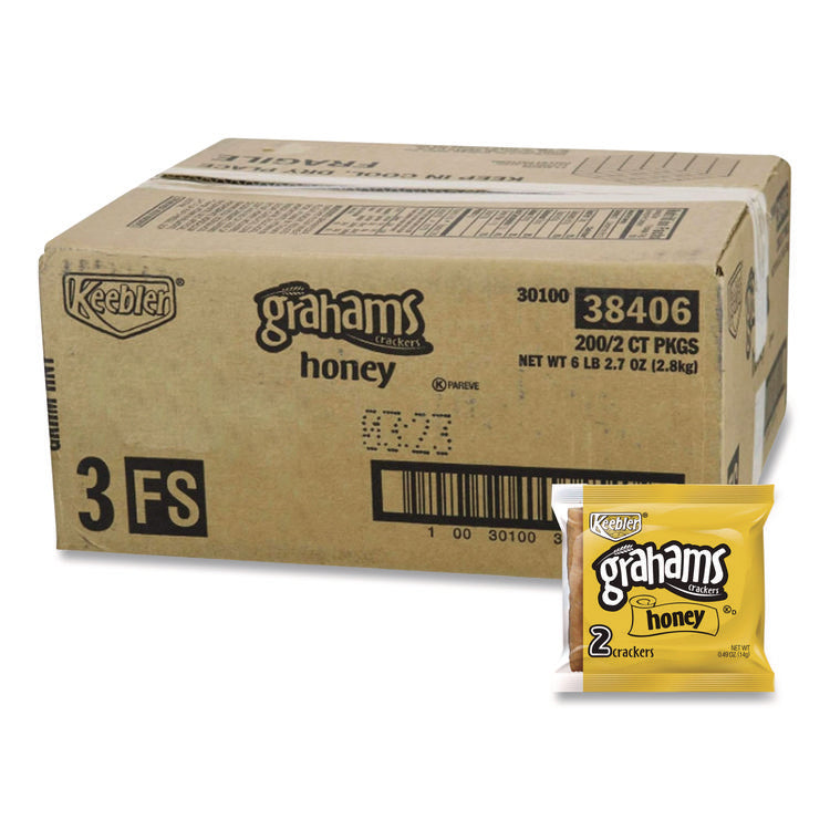 Honey Grahams Crackers, 0.49 oz Bag, 200/Carton