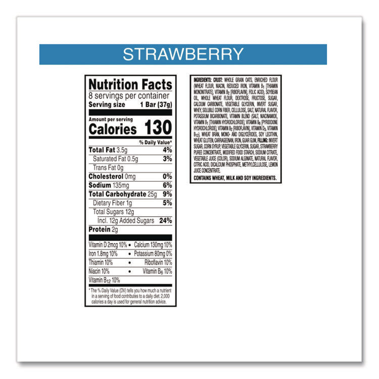 Nutri-Grain Soft Baked Breakfast Bars, Strawberry, Indv Wrapped 1.3 Oz Bar, 16/box