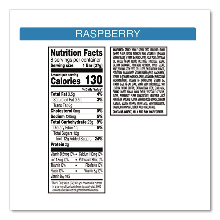Nutri-Grain Soft Baked Breakfast Bars, Raspberry, Indv Wrapped 1.3 Oz Bar, 16/box