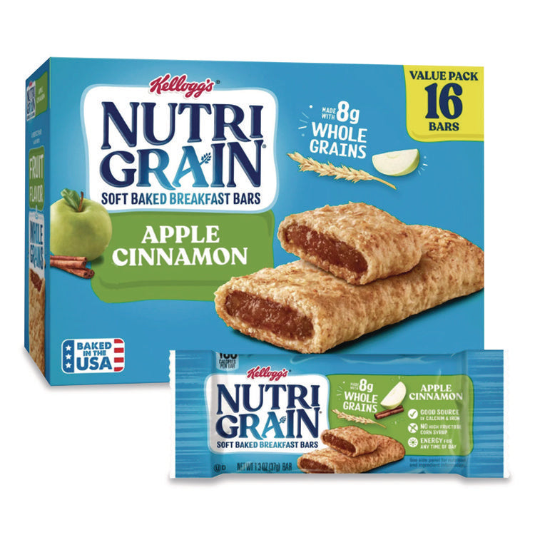Nutri-Grain Soft Baked Breakfast Bars, Apple-Cinnamon, Indv Wrapped 1.3 Oz Bar, 16/box
