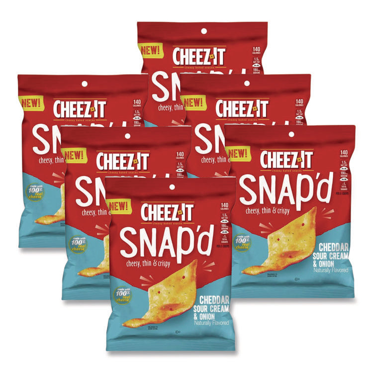 Cheez-It Snap'd Crackers, Cheddar Sour Cream And Onion, 2.2 Oz Pouch, 6/pack