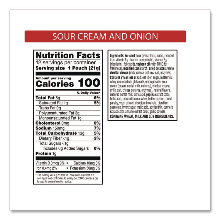 Cheez-It Snap'd Crackers, Cheddar Sour Cream And Onion, 2.2 Oz Pouch, 6/pack