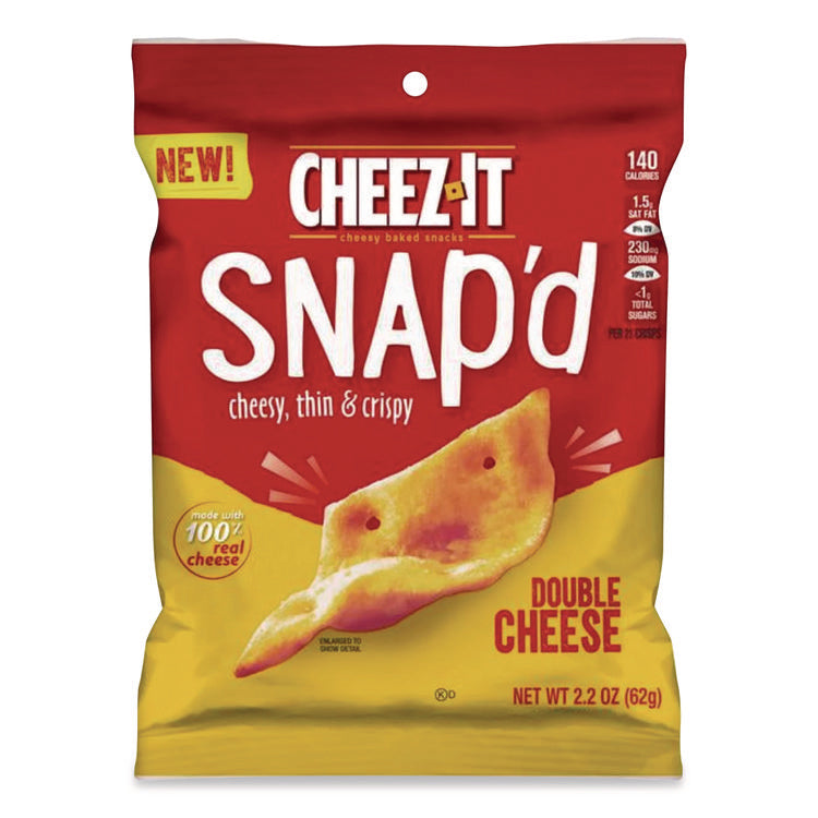 Cheez-It Snap'd Crackers, Double Cheese, 2.2 Oz Pouch, 6/pack
